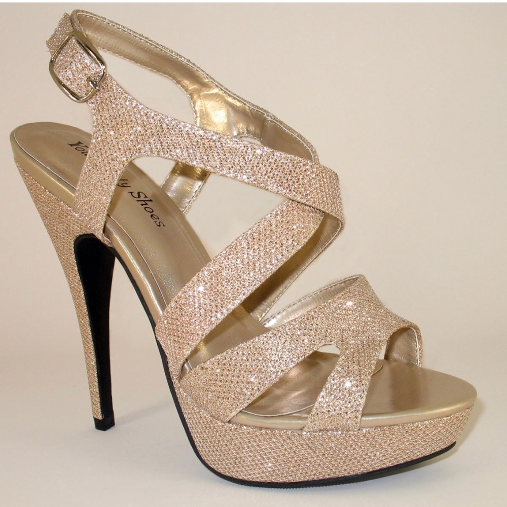 Gold Sparkle Platform Heels